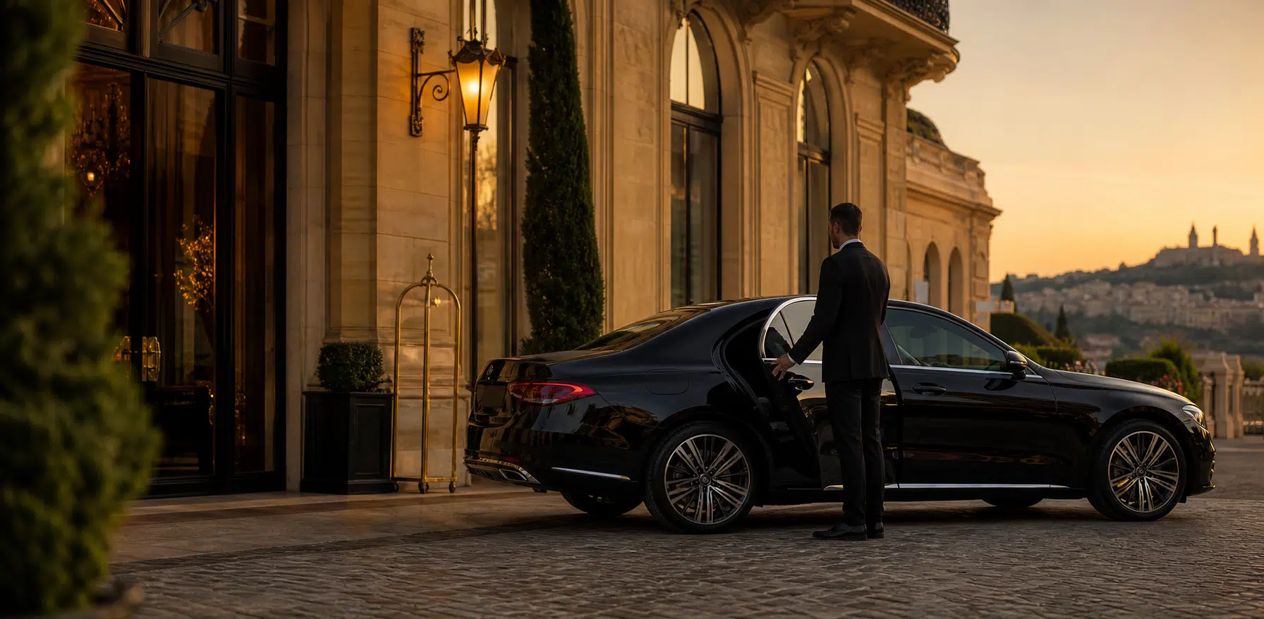 Chauffeur privé Prestige VTC Provence devant un véhicule premium à Marseille et Aix-en-Provence
